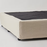 Close-up of Ayla bed valance fabric in 50% linen and 50% cotton blend.